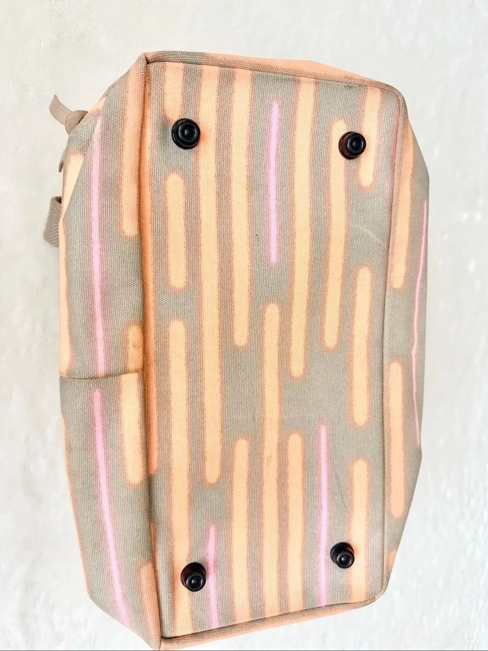 Kate Spade Saturday Weekender Travel Bag Gray Peach Pink Stripe Overnight Duffel